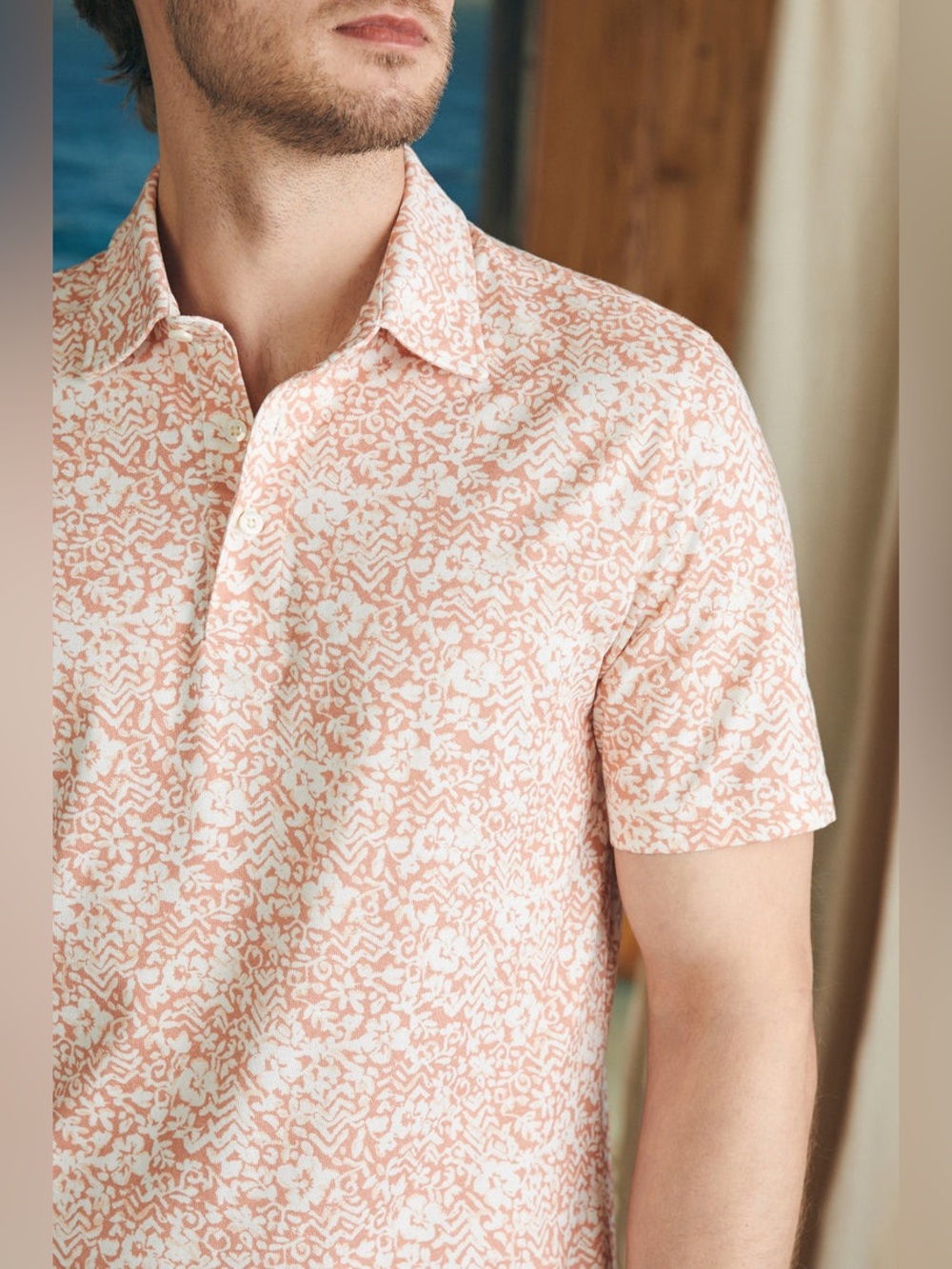 Faherty Movement Short-Sleeve Pique Polo Shirt in Hilo Rose Floral Print